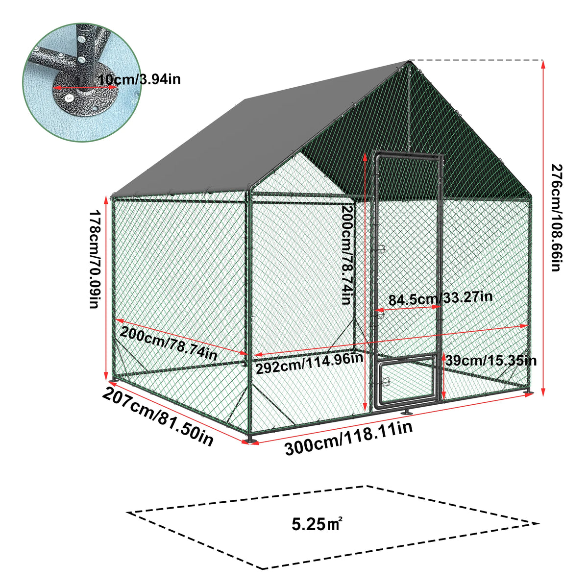 Upgraded Heavy Duty Metal Chicken Coop W/ Cover and Nylon Netting for Outdoor Backyard