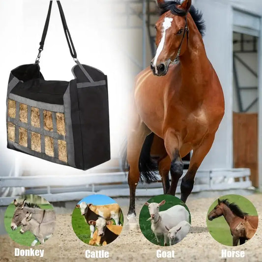 Horse Hay Bag Strong Load Bearing Hangable Horse Feeder Water Resistant Hay Storage Container Slow Feed Hay Bag