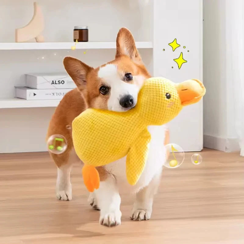 Yellow Duck Plush Dog Toy