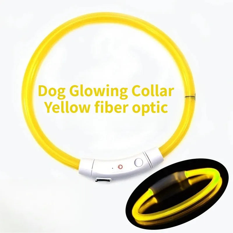 Rechargeable Fiber Optic Night Glow Dog Collar for Enhanced Visability