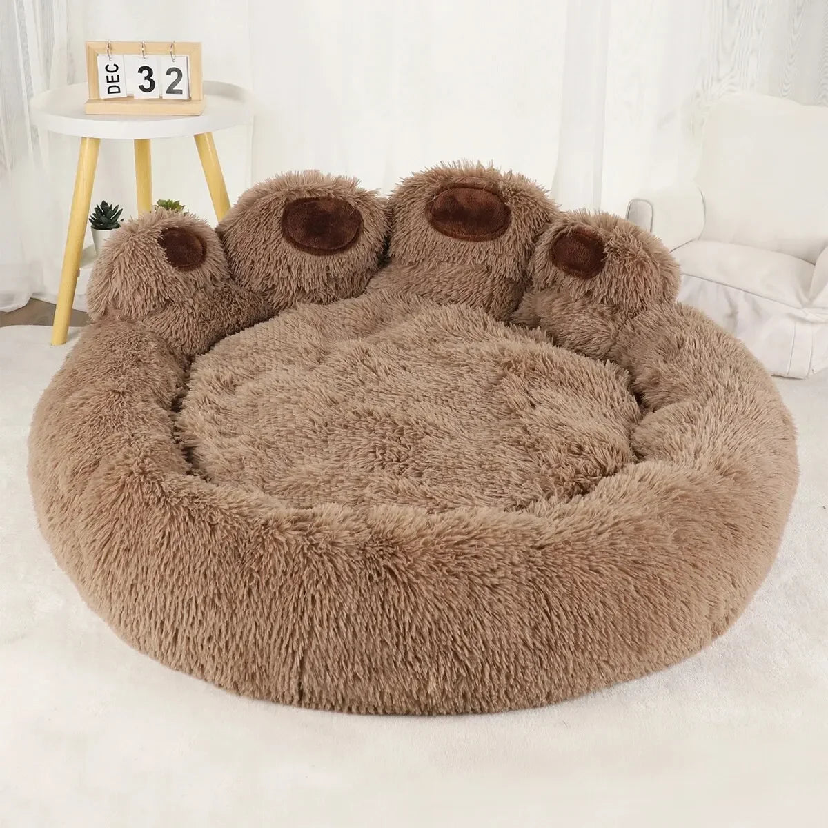 Soft Bear‑Paw Shaped Pet Bed With Non‑Slip Sleeping Cushion