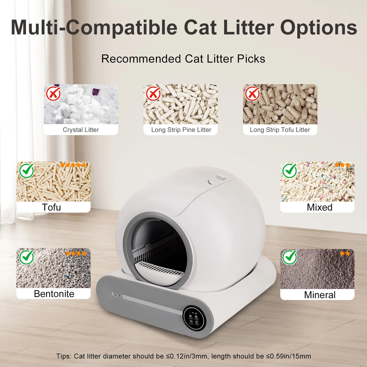 Automatic Smart Litter Box, Self-Cleaning, 65L Large Capacity, APP Control, 2.4G WiFi Only, Ion Odor Neutralization, Compatible with Clumping Litters and Ideal for Multi-Cat Homes - Whiskersnwigglesshop