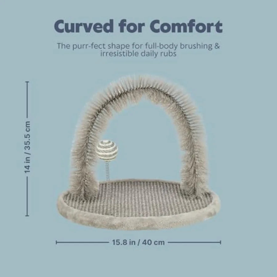 Self-Grooming Cat Plate with Brush Scratcher That Helps Reduce Shedding and Supports Healthy Skin and Coat