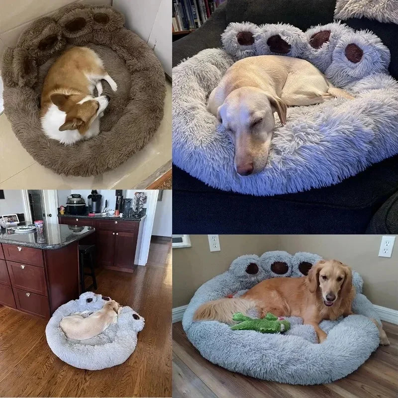 Soft Bear‑Paw Shaped Pet Bed With Non‑Slip Sleeping Cushion