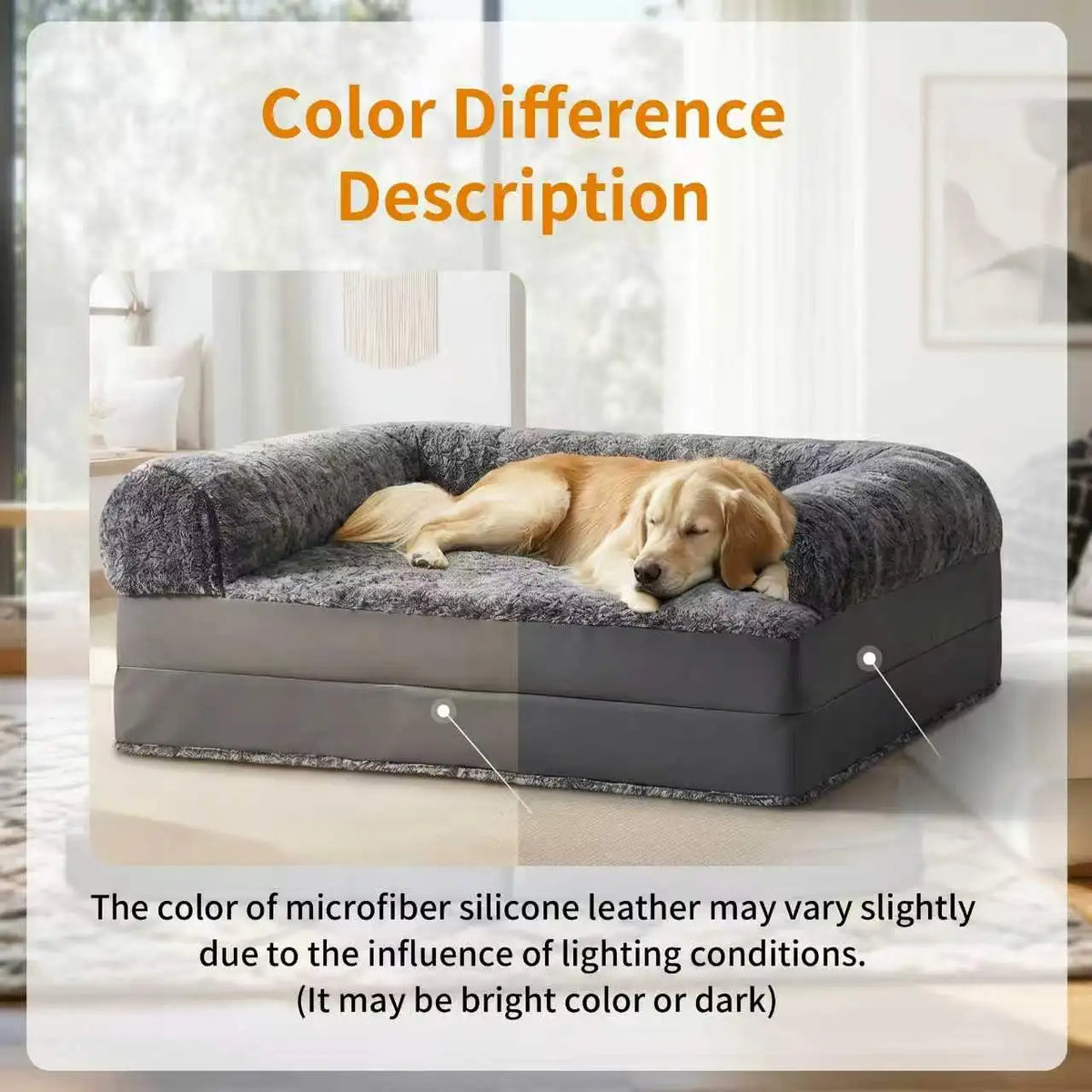 Bingopaw Human Size Dog Bed for Adults & Pets with Scratch-Proof PU Leather Edge, High Density Foam with Washable Cover